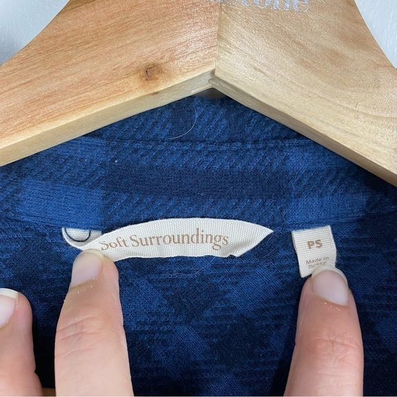 Soft Surroundings Plaid Full Button Up Down Shirt Top Jacket Shacket Size PS - Picture 3 of 6